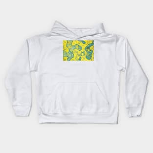 Yellow and cyan abstract pattern Kids Hoodie